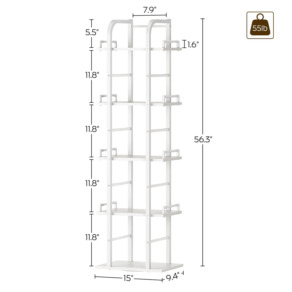 5 Tier Rotating Corner Bookshelf White Y33624