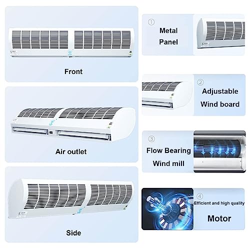 Wall Mounted Air Curtain Fan 90cm Remote Controlled 2 Speeds H673415