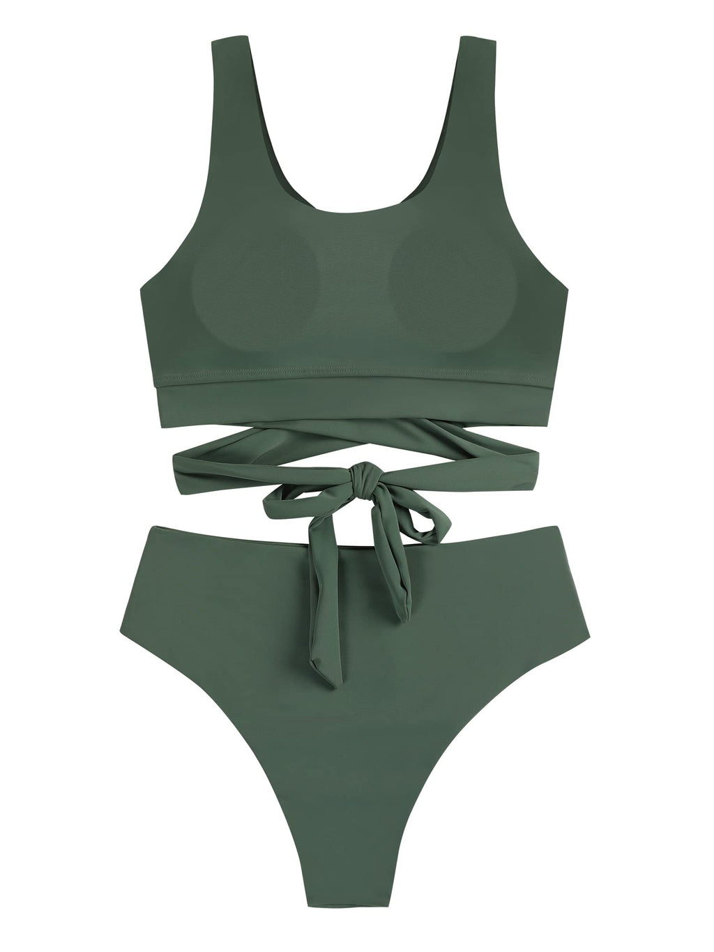 Scoop Neck High Waisted Two Piece Bikini Set I19503