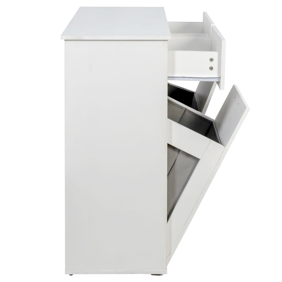 White Tilt Out Trash Cabinet with 2 Drawers Y18869