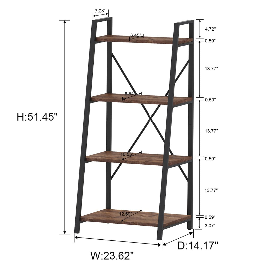 Rustic Console Table with 2 Drawers and 4-Tier Ladder Shelf X87366