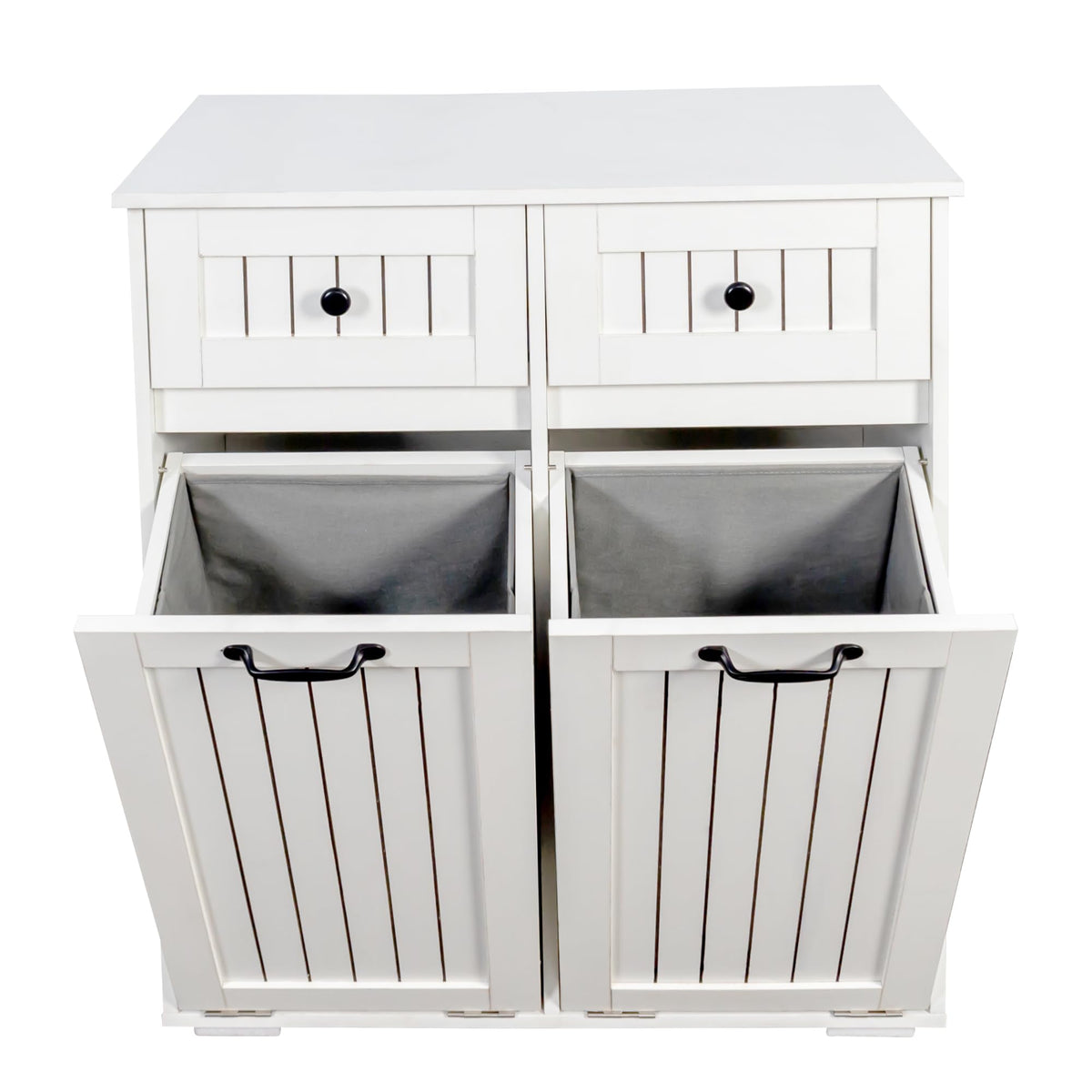 White Tilt Out Trash Cabinet with 2 Drawers Y18869