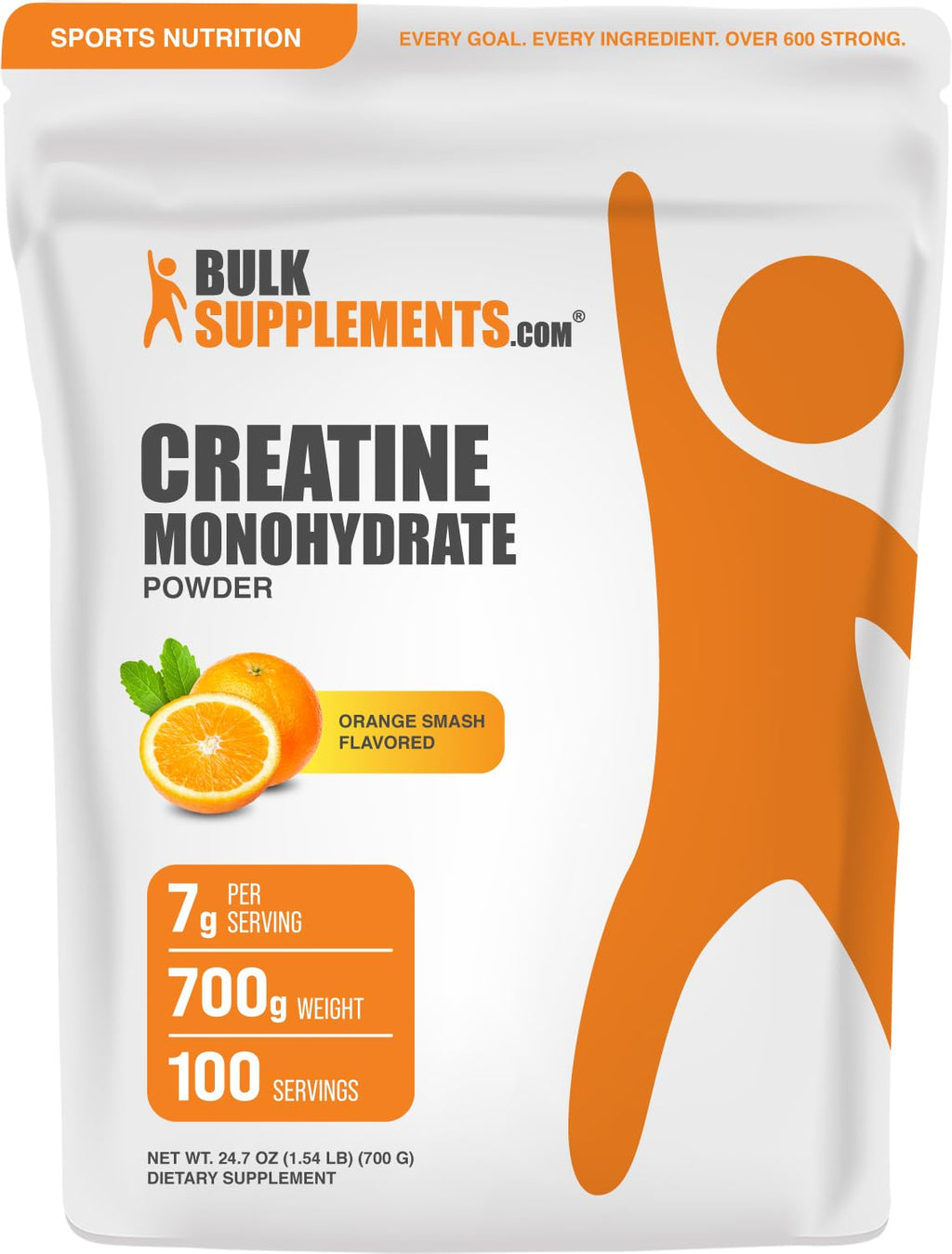 Micronized Creatine Monohydrate Powder, Orange Smash, 700g P2312