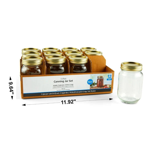 16 oz Regular Mouth Glass Mason Jars 12pk B45588