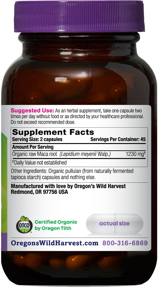 Organic Maca Root Herbal Supplement, 90 Count C562