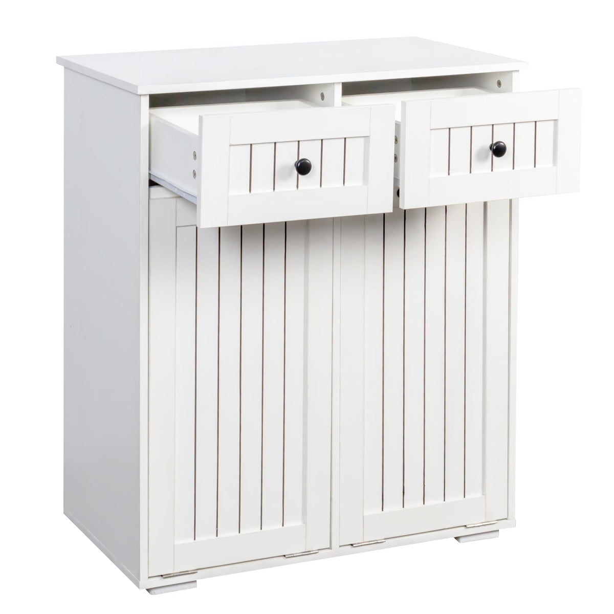White Tilt Out Trash Cabinet with 2 Drawers Y18869
