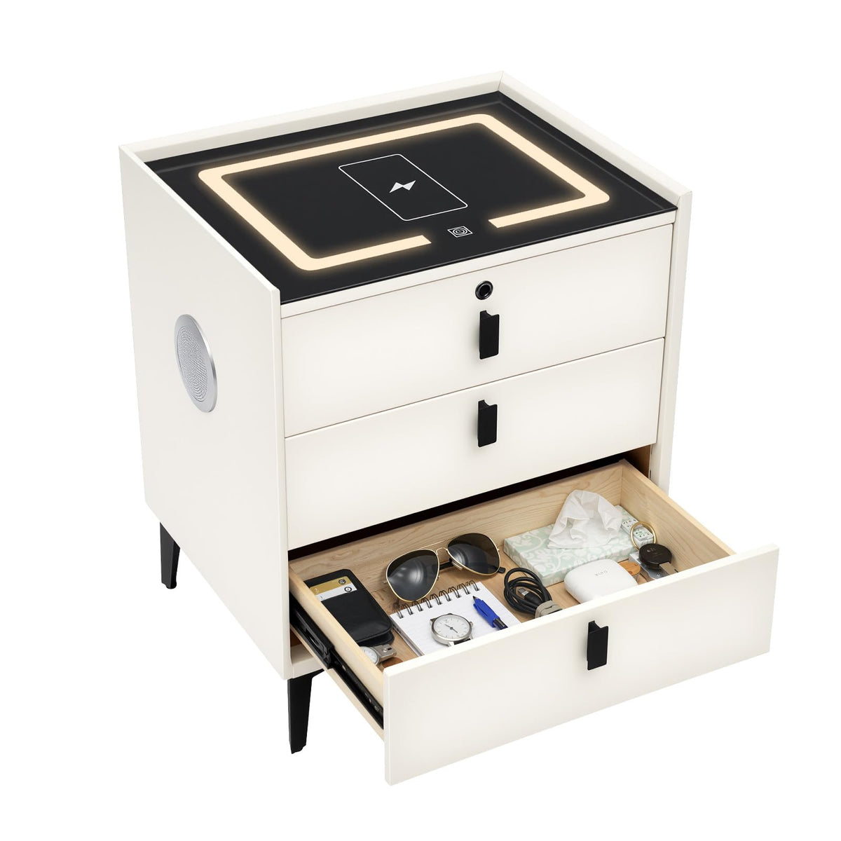 3 Drawer Smart Nightstand with Bluetooth Speaker USB Charging M133863