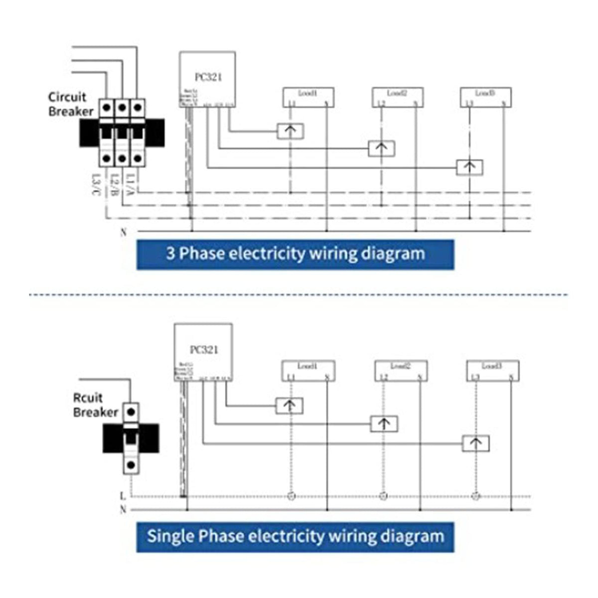 3 Phase Smart Electricity Power Monitor with 3 120A Circuit Level Sensor V470
