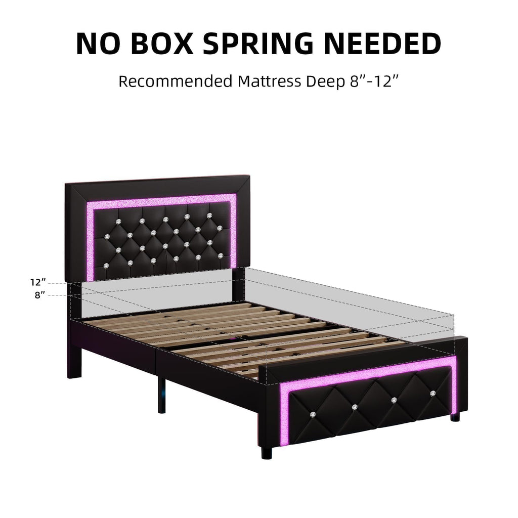 Twin Bed Frame with LED Lights F68096