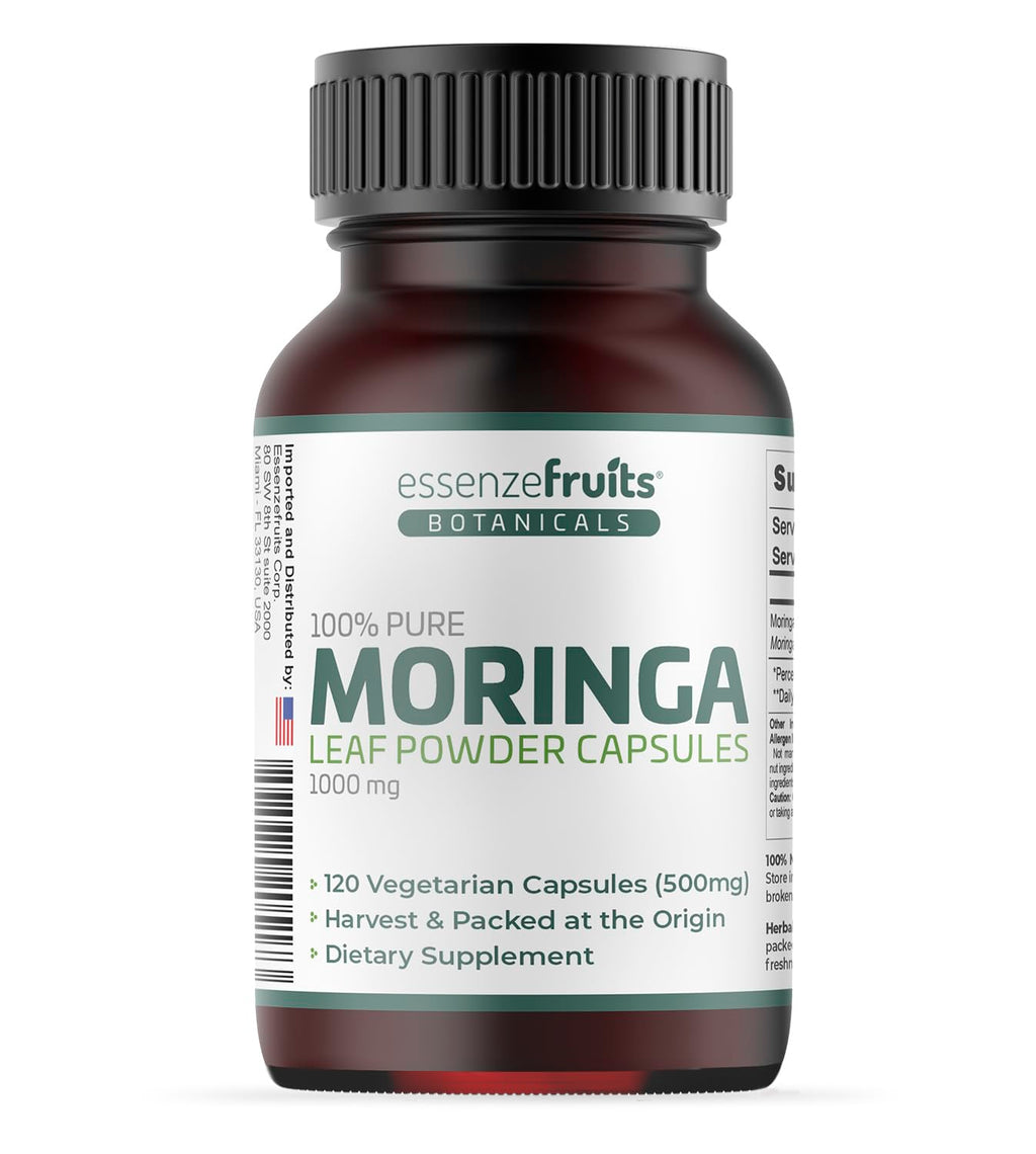 Moringa Capsules 120 Vegan Caps 1000mg Leaf Powder L21004