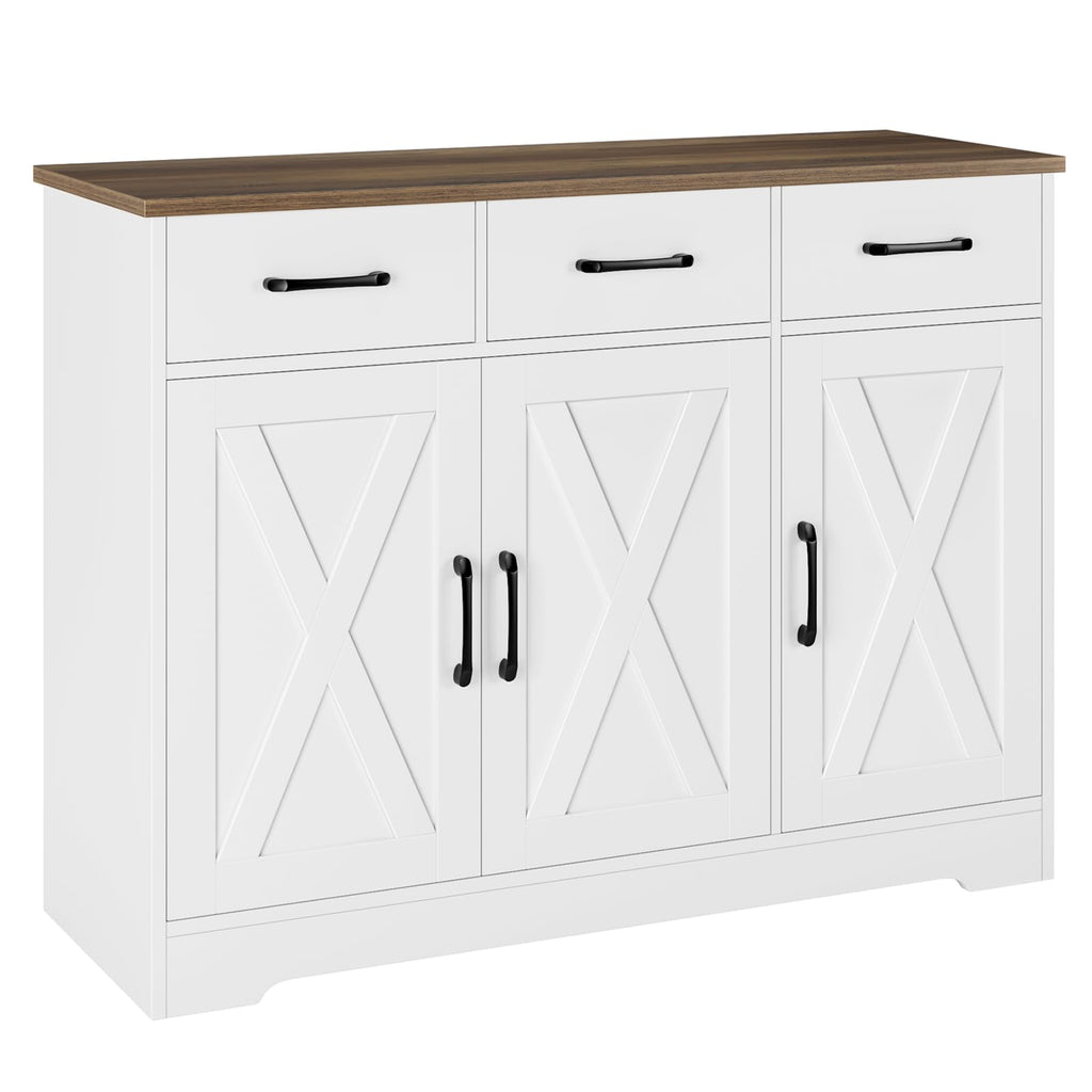 White Kitchen Buffet Cabinet with Storage E606338