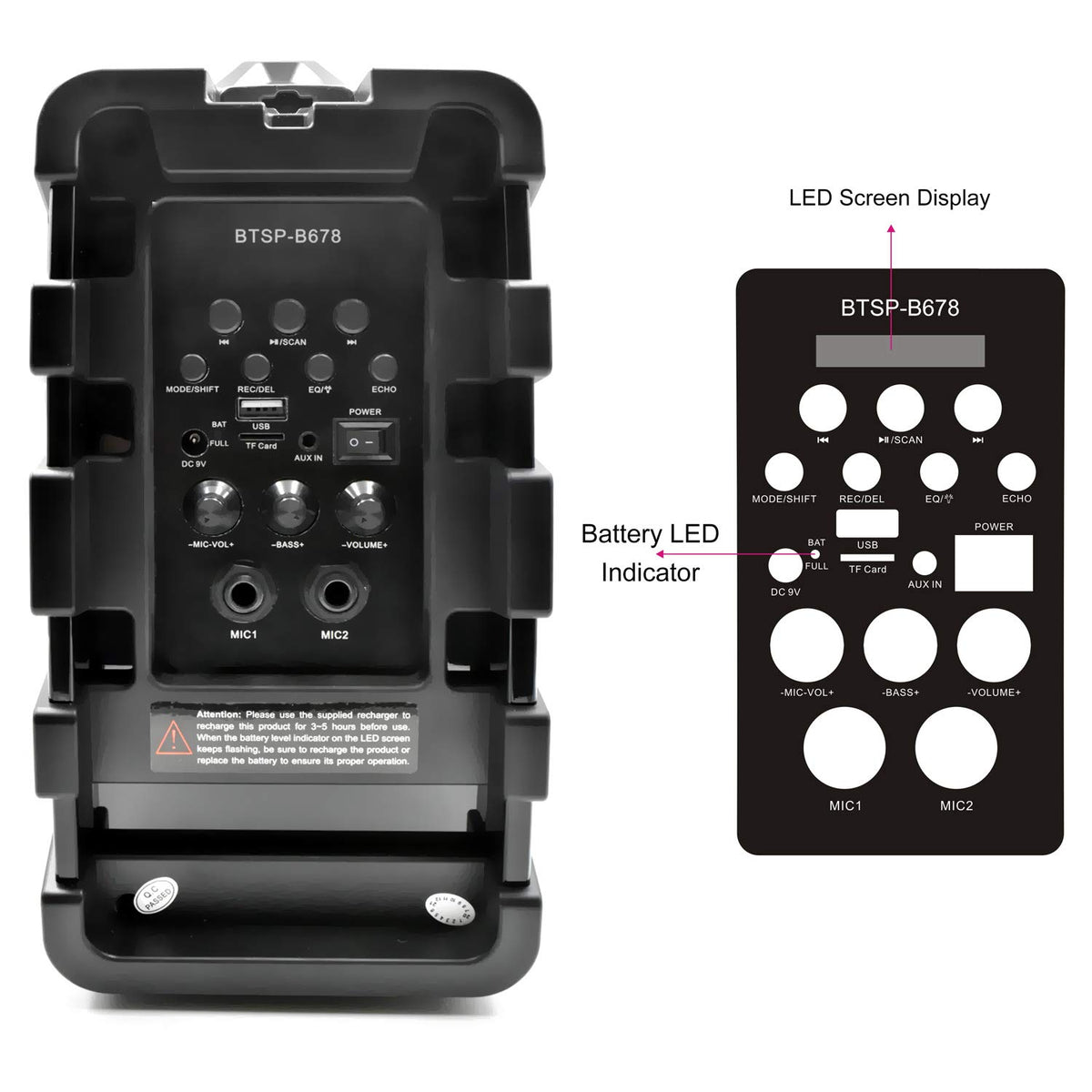 Portable Wireless Bluetooth Stereo Speaker with Extra Bass T43443