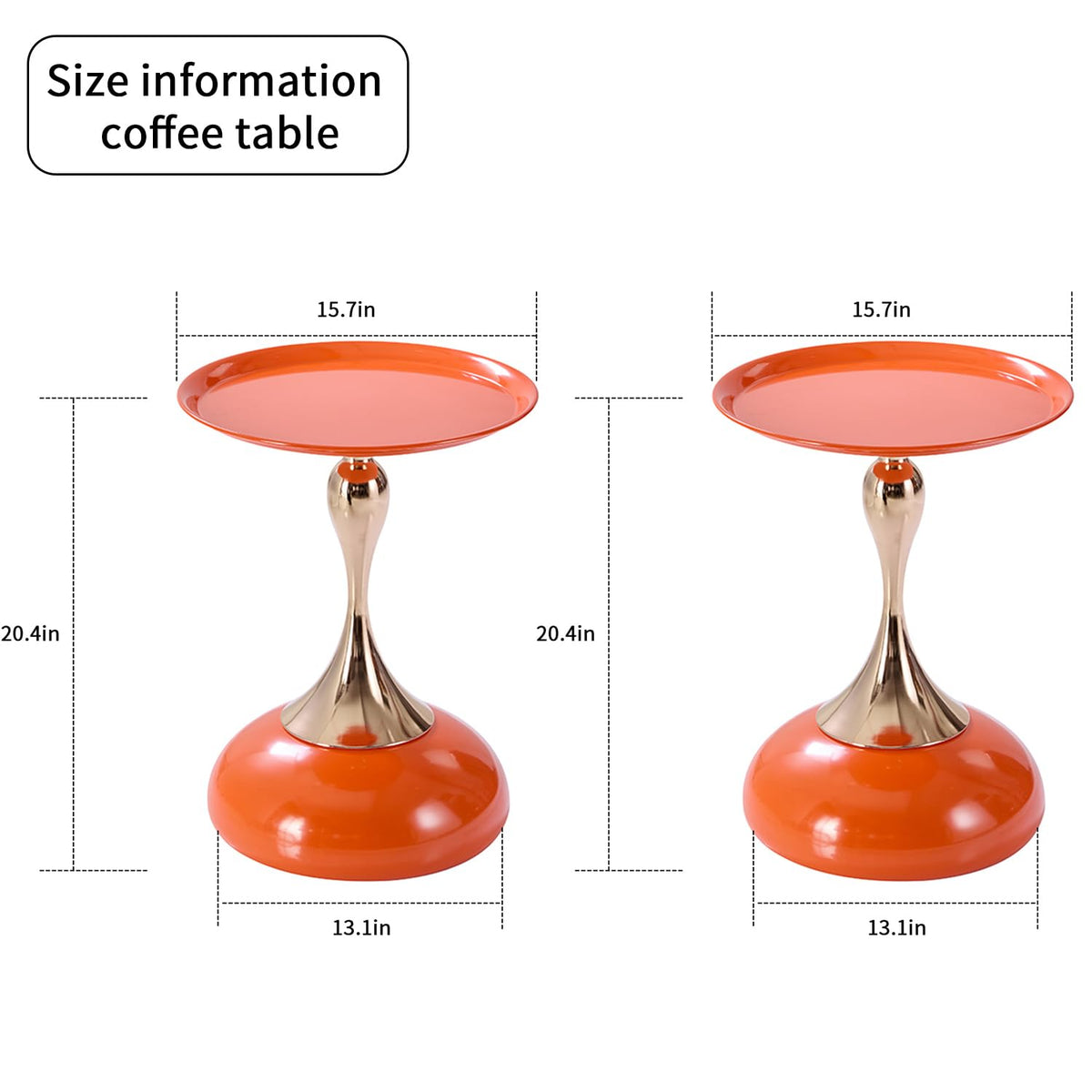 2-Pack Hourglass Side Table Orange Glossy Accent Table I345440