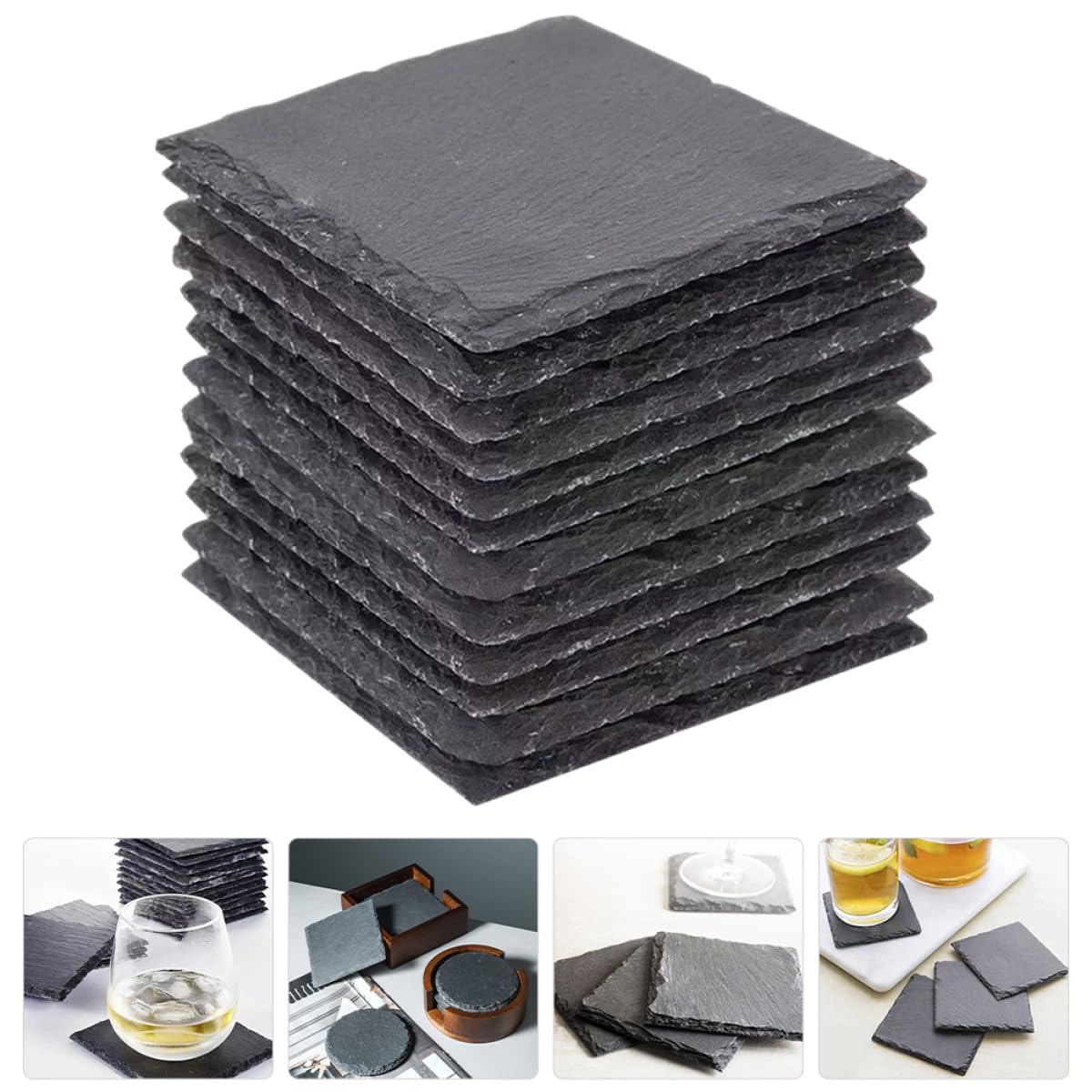 Natural Stone Drink Coasters 12 Pcs Square Q53271