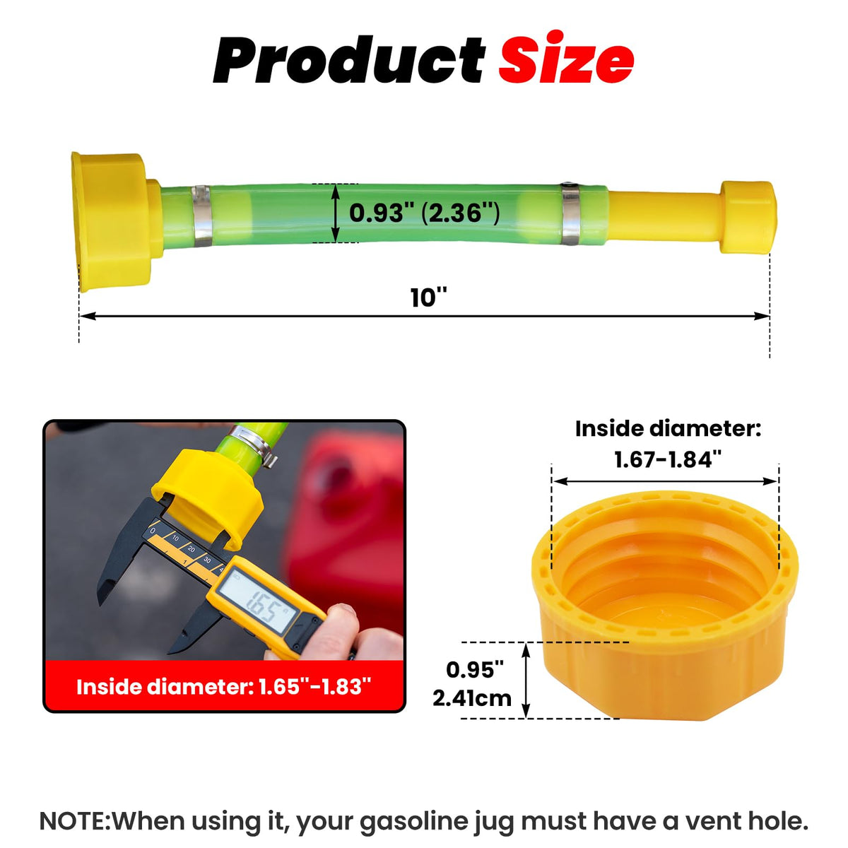 10'' Gas Can Spout Replacement Kit with Yellow Gas Caps F674