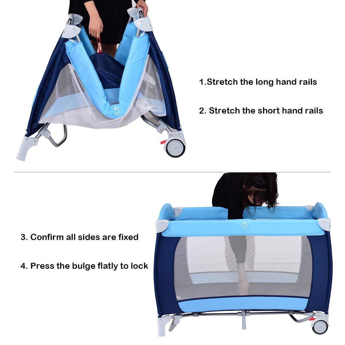 4-in-1 Portable Baby Playard with Bassinet and Changing Table A39028