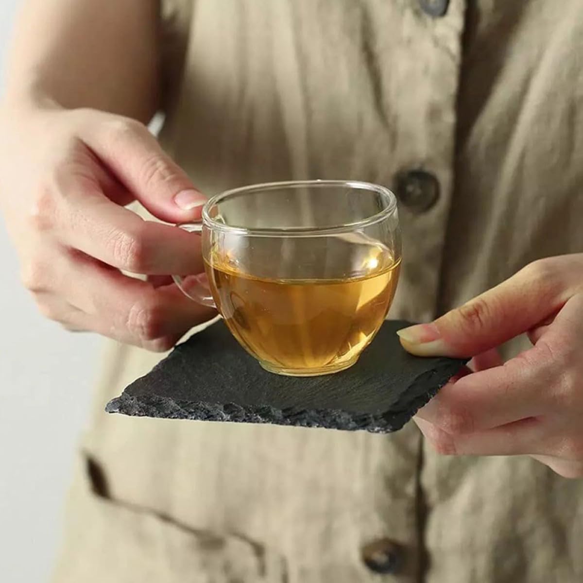 Natural Stone Drink Coasters 12 Pcs Square Q53271