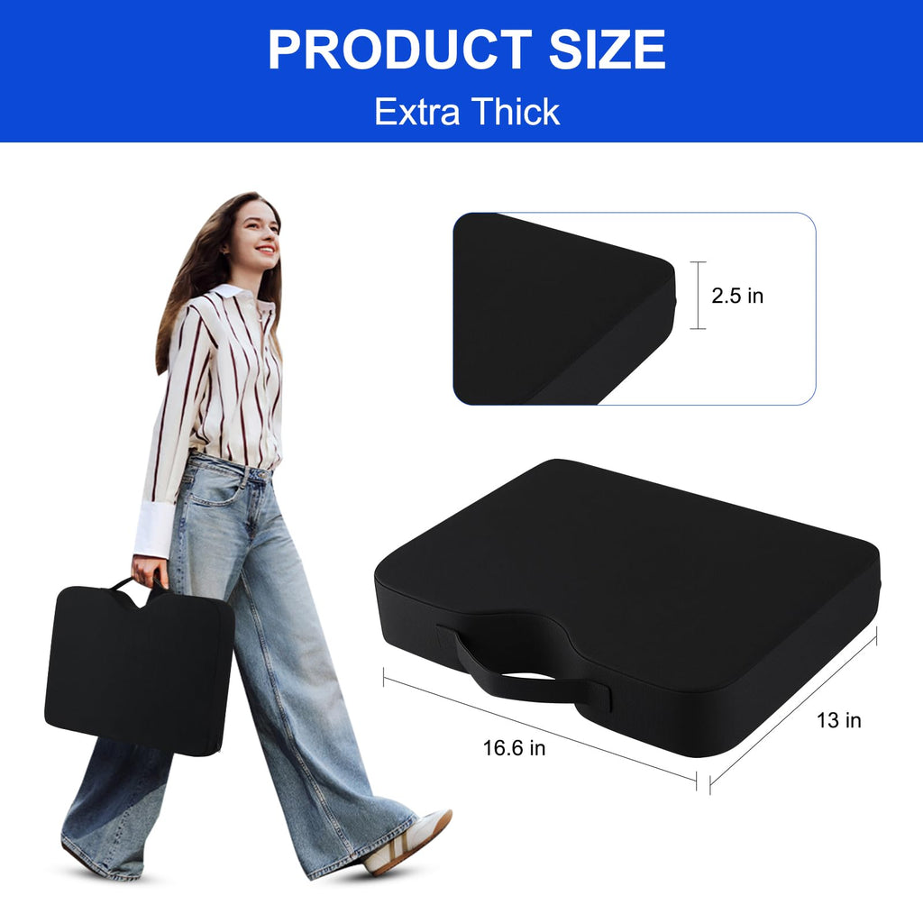 2-Pack Extra Thick 2.5 Inches Oxford Fabric Bleacher Cushions with Carrying Handle K5004
