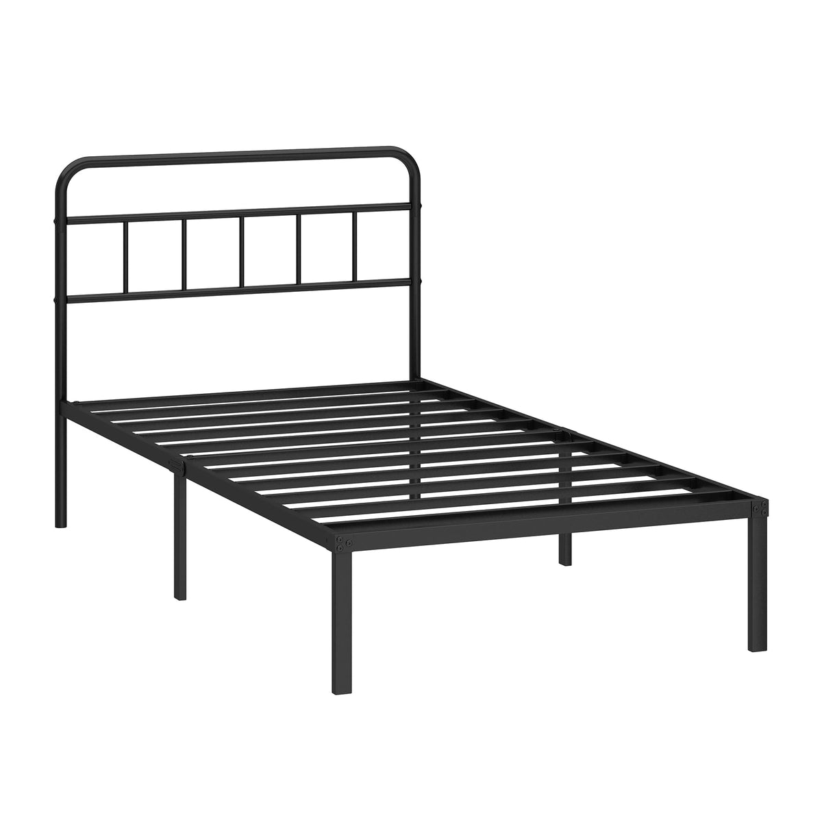 12 inches Twin Bed Frame with Minimalist Headboard, Black V974