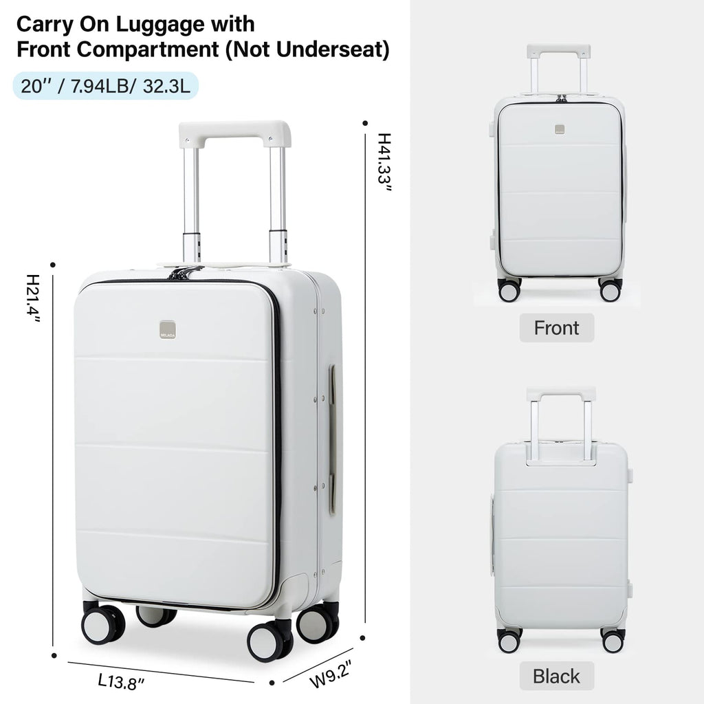 Smoke White 20 Inch Hard Shell Carry On Luggage U52873