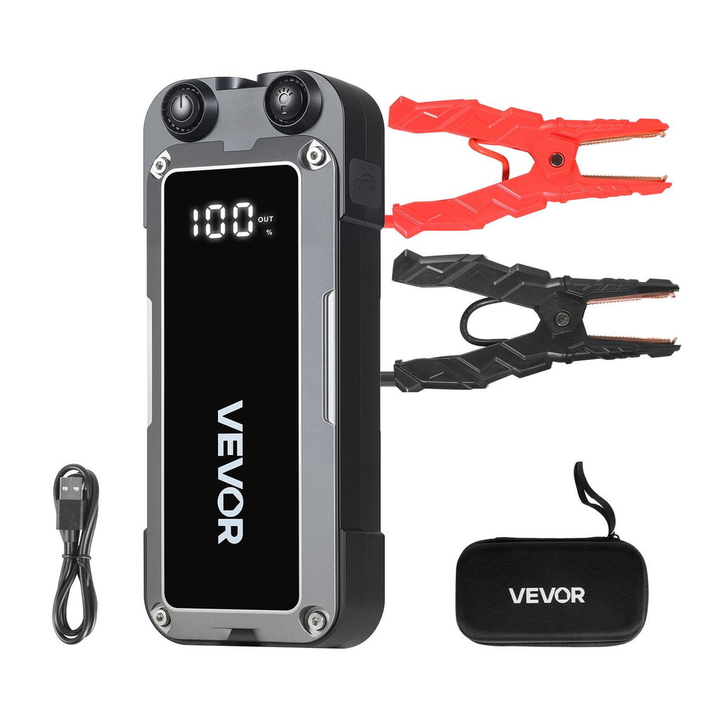 4000A Peak 12V Portable Lithium Jump Starter with Flashlight and Jumper Cable I559