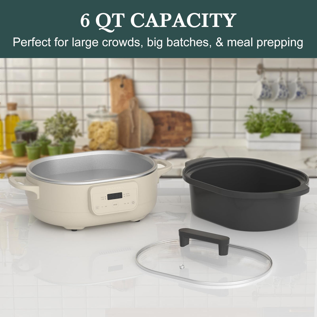 6 Quart Programmable Slow Cooker Nonstick Pot W78354