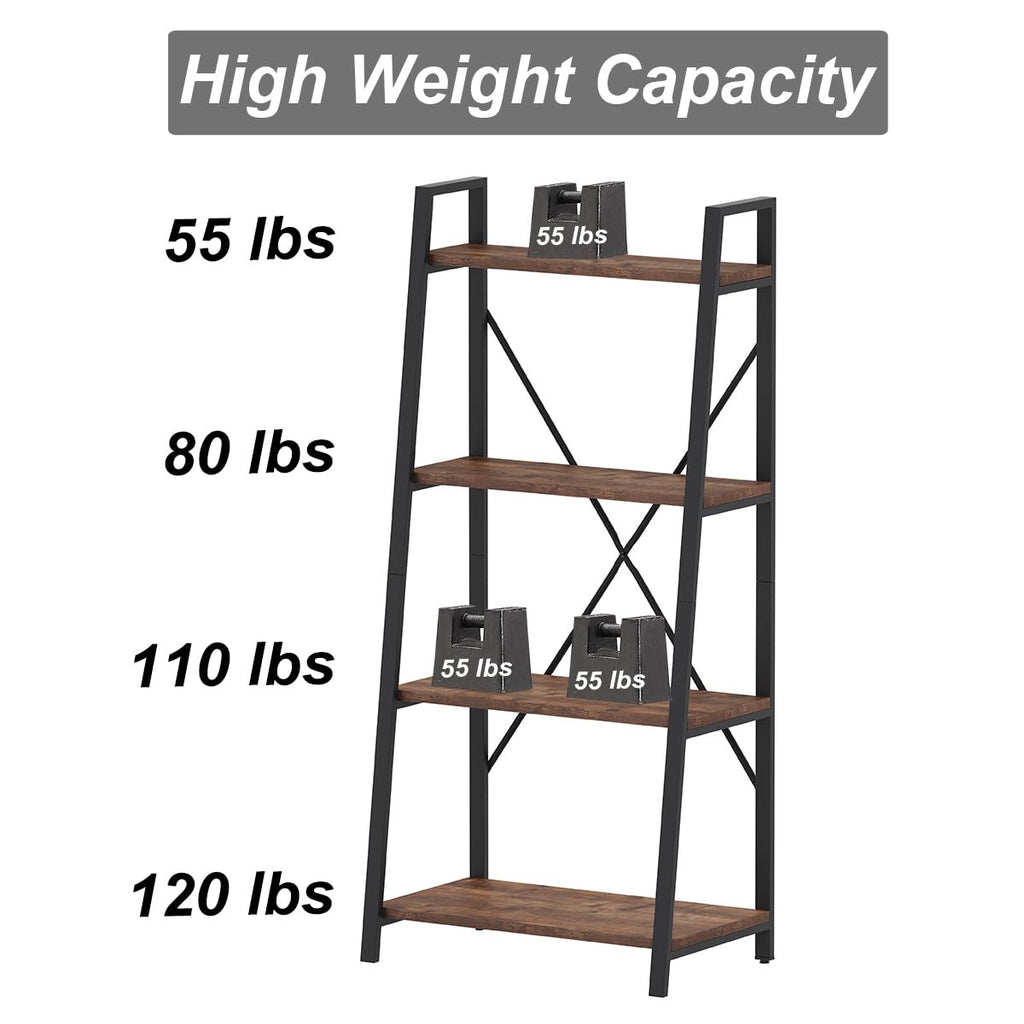 Rustic Console Table with 2 Drawers and 4-Tier Ladder Shelf X87366