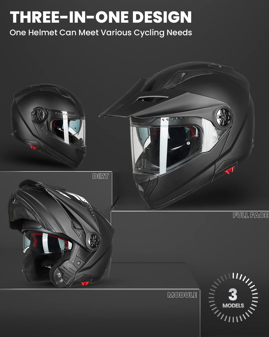 Full Face Modular ATV Helmet with Anti Fog Visor C190828