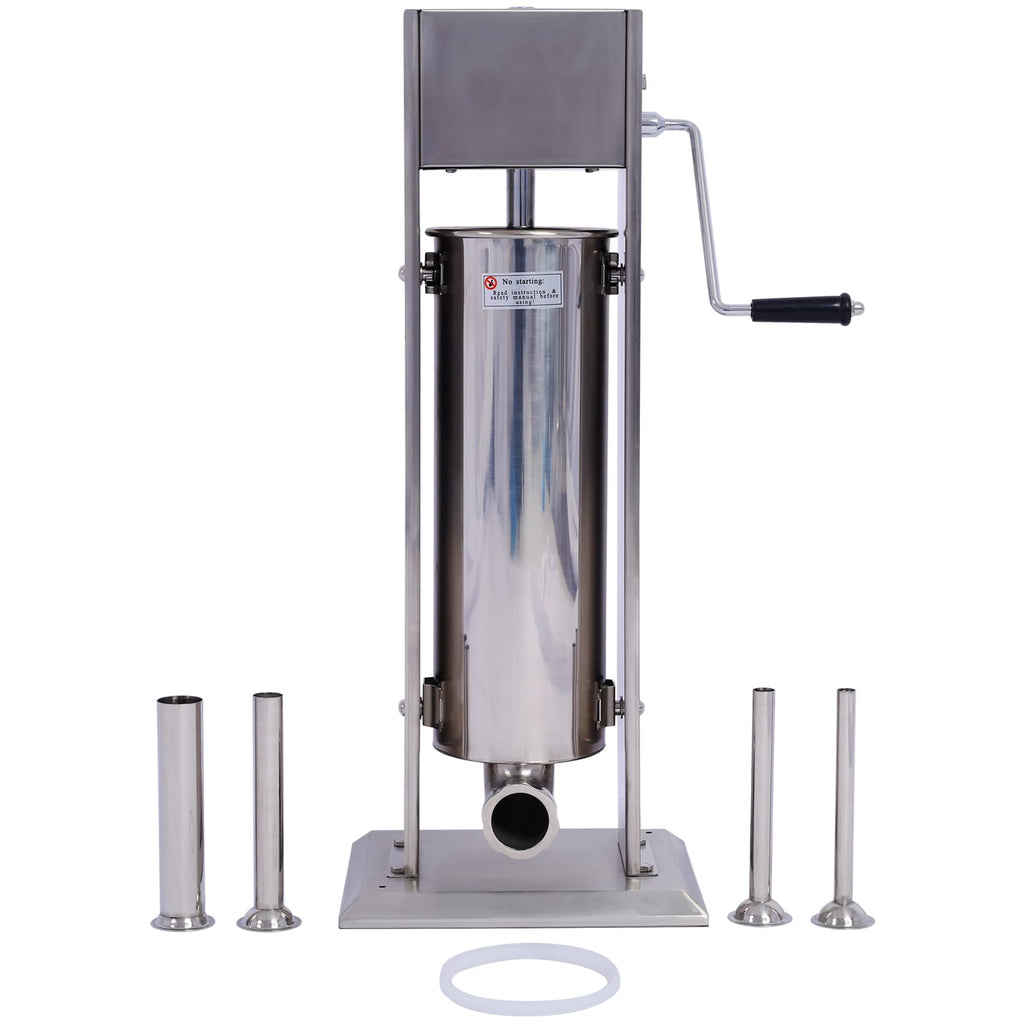 Stainless Steel 15LB Sausage Stuffer with 4 Stuffing Tubes Q936