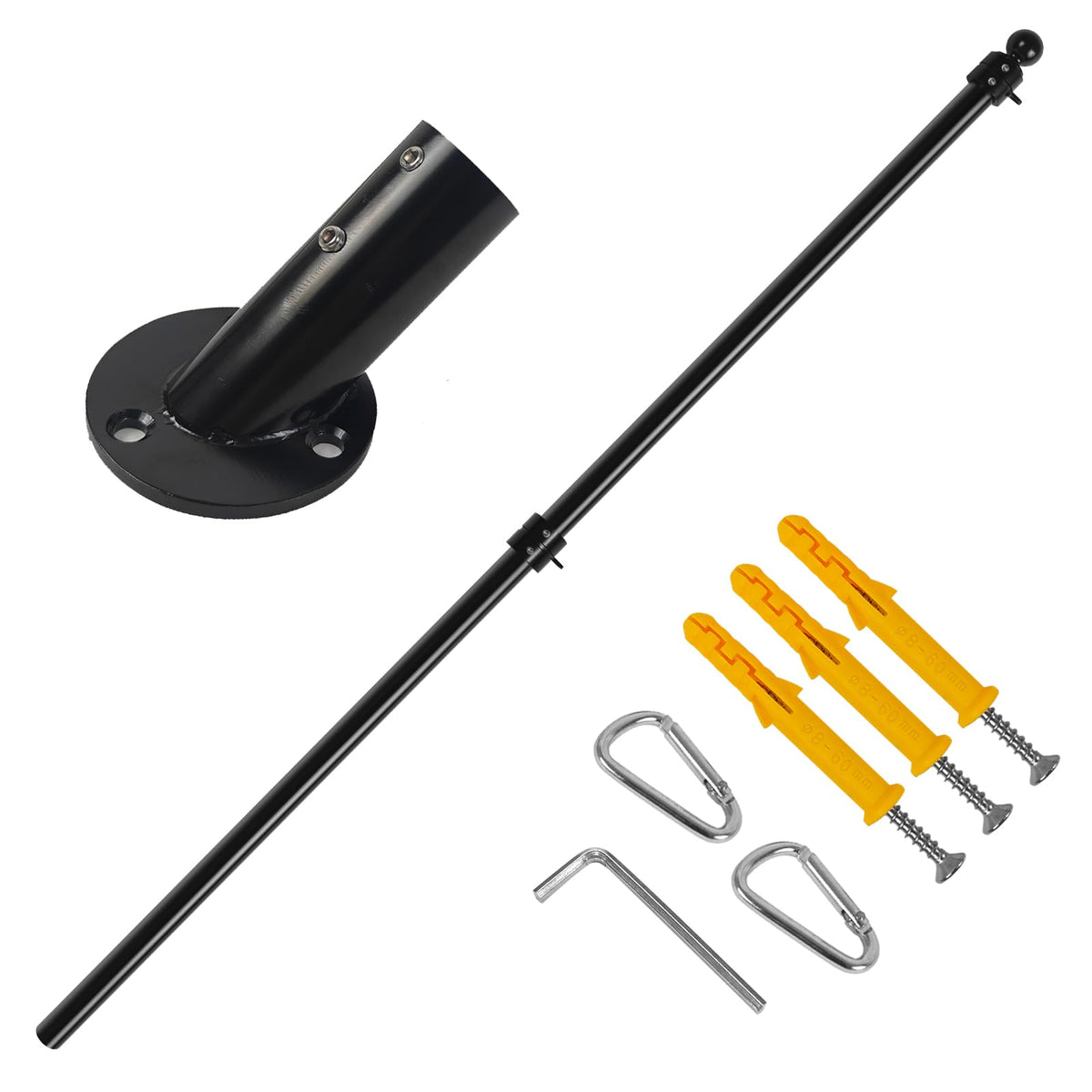 47" Stainless Steel Flag Pole Kit with Wall Mount Bracket Y68848