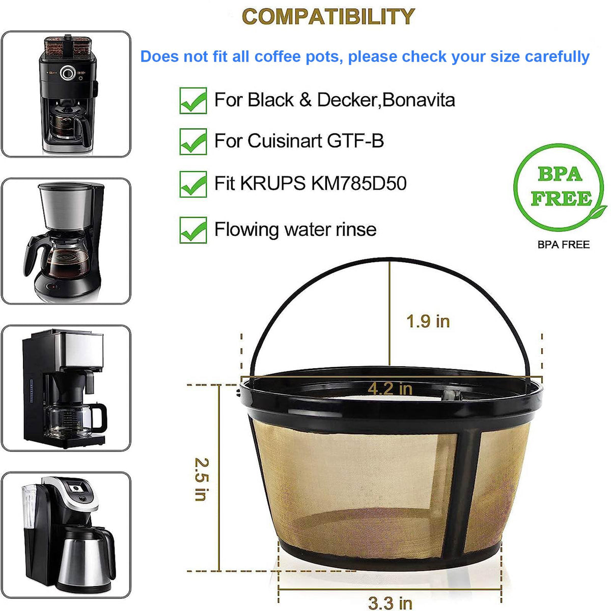 Reusable Coffee Filter Basket 8-12 Cup 2Pack P142