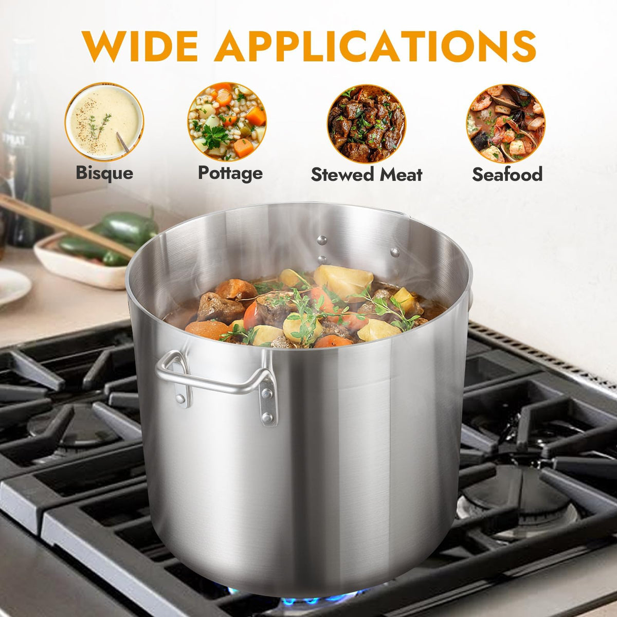 32 Quart Aluminum Stock Pot with Lid Y511663