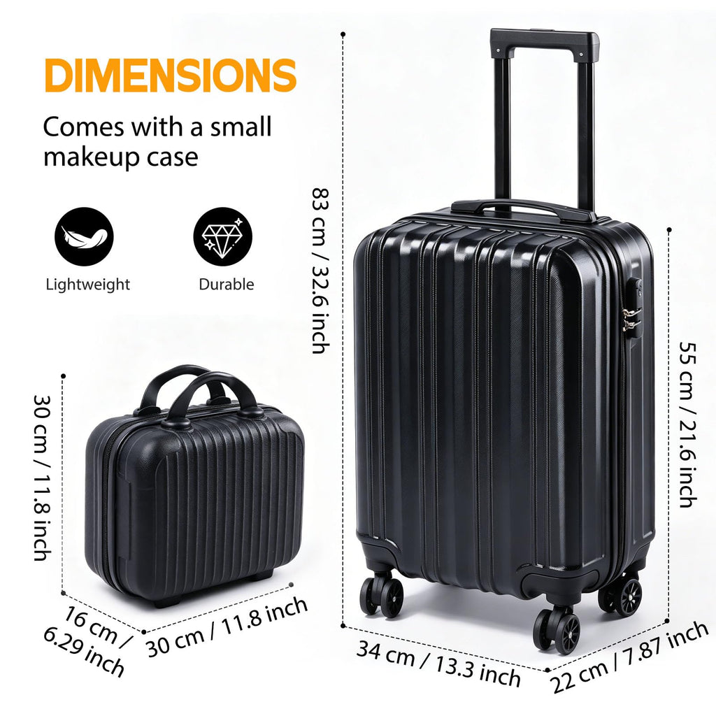 20 Inch Hardside Spinner Suitcase with Makeup Case and Coded Lock G4784