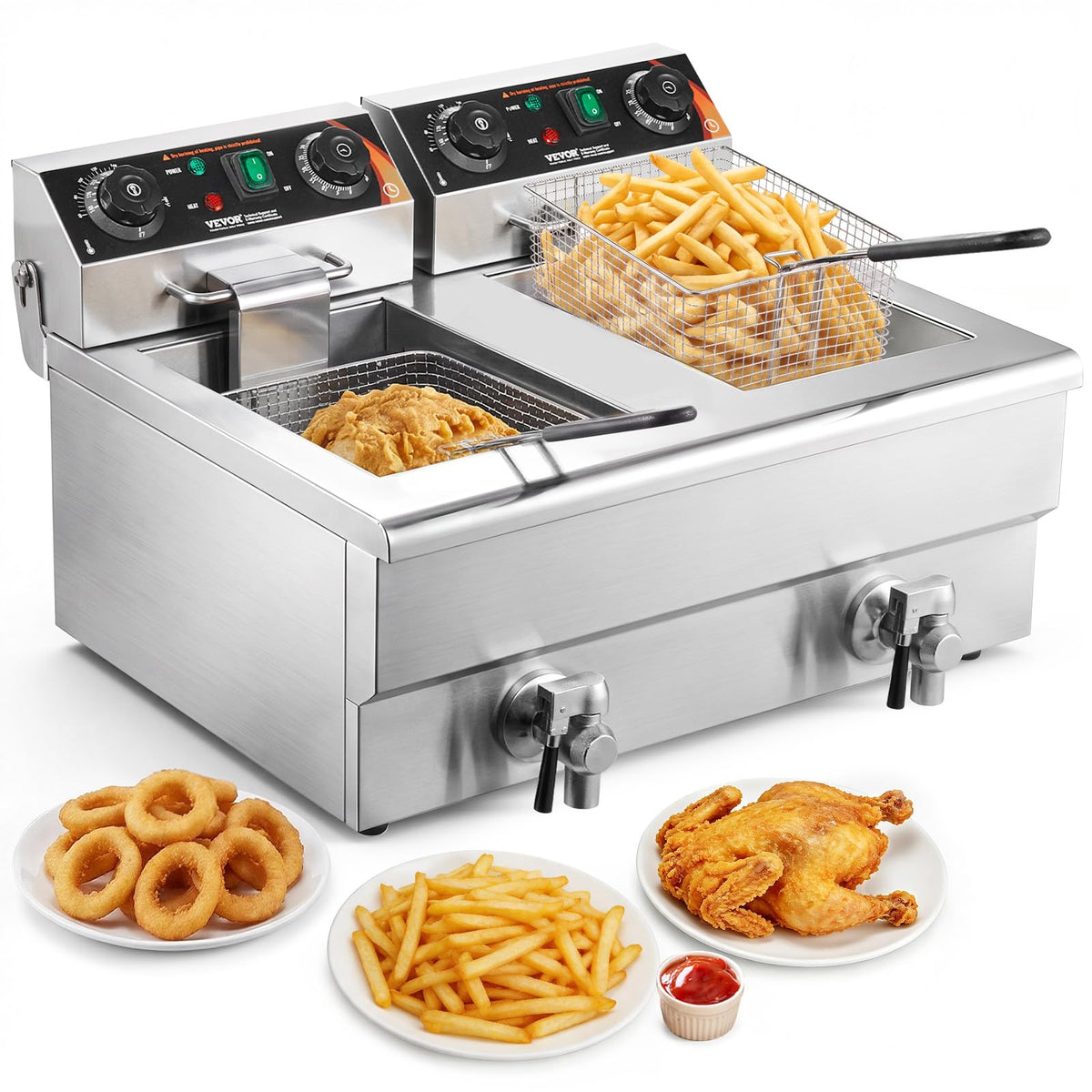 3000W Dual Tank Stainless Steel Electric Deep Fryer L6032