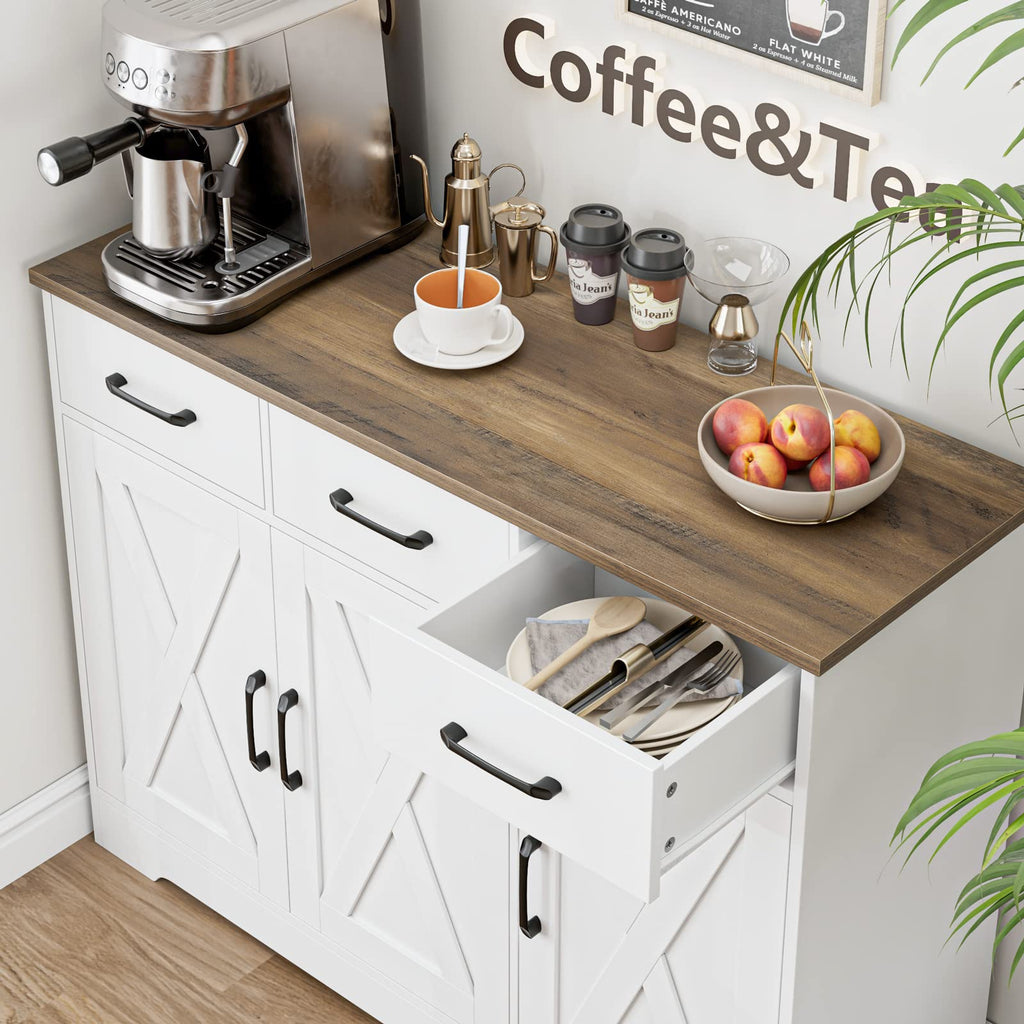 White Kitchen Buffet Cabinet with Storage E606338