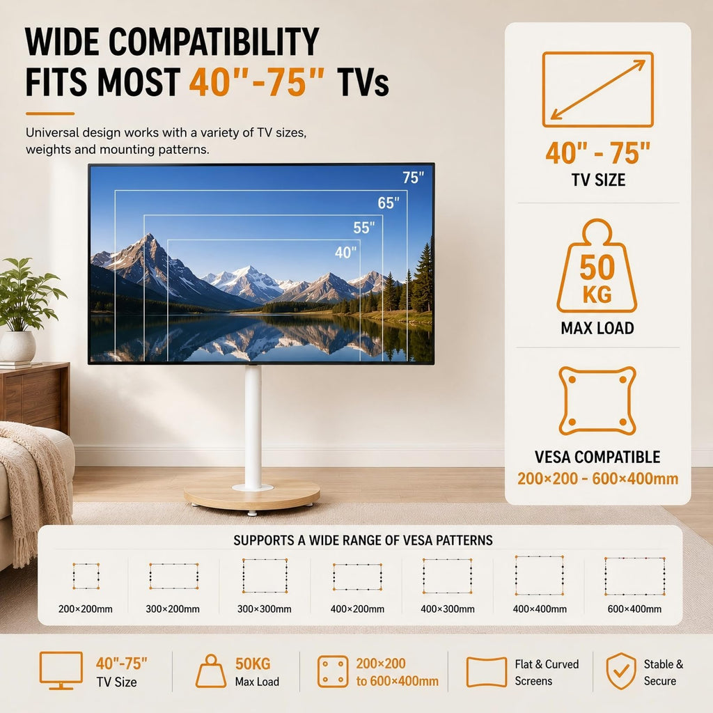 White Rolling Swivel tv Stand Q95540