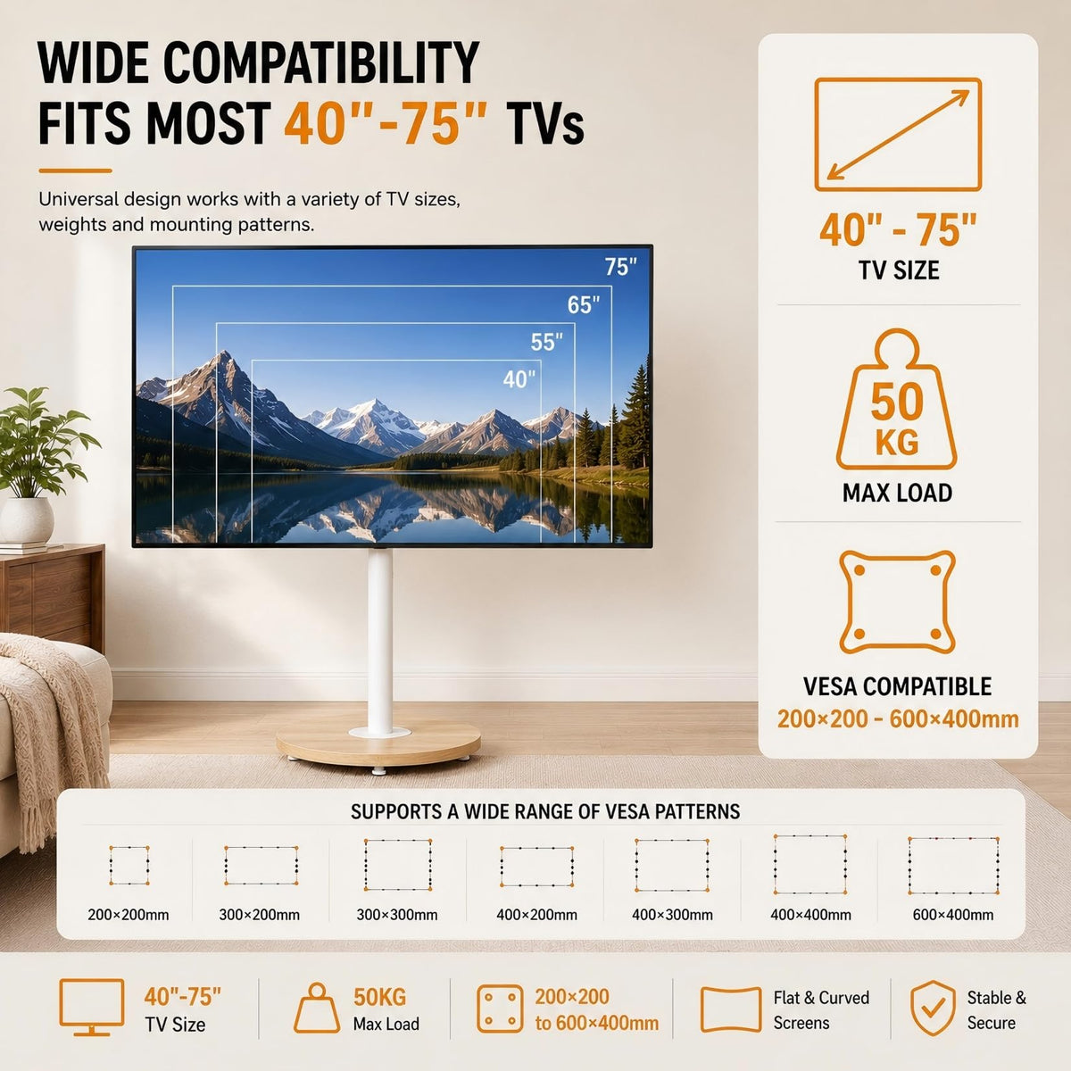 White Rolling Swivel tv Stand Q95540