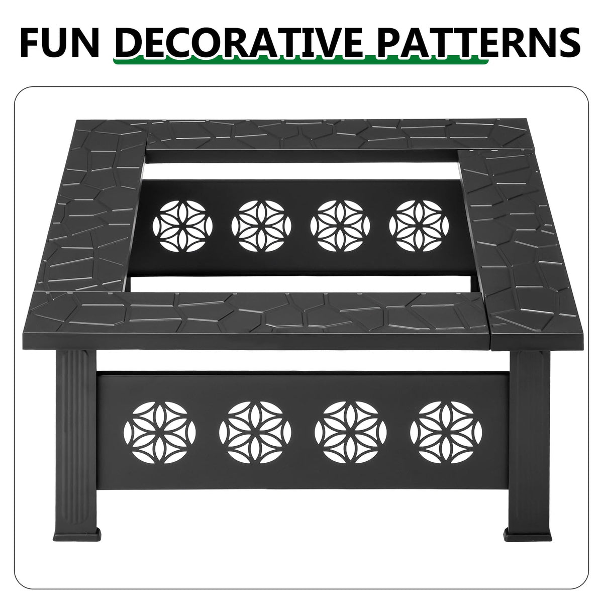 32 Inch Square Wood Burning Fire Pit Table B53064