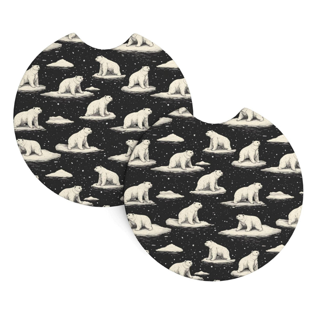 White Bear Print Car Cup Coasters Set of 2 Z235266