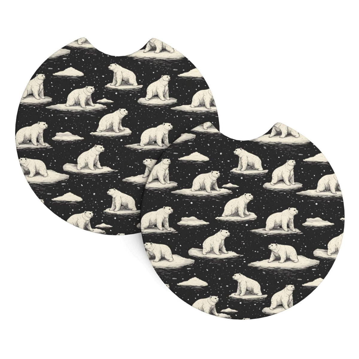 White Bear Print Car Cup Coasters Set of 2 Z235266