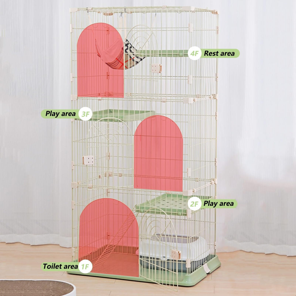 3/4-Tier Cat Cage Playpen with Hammock S1881