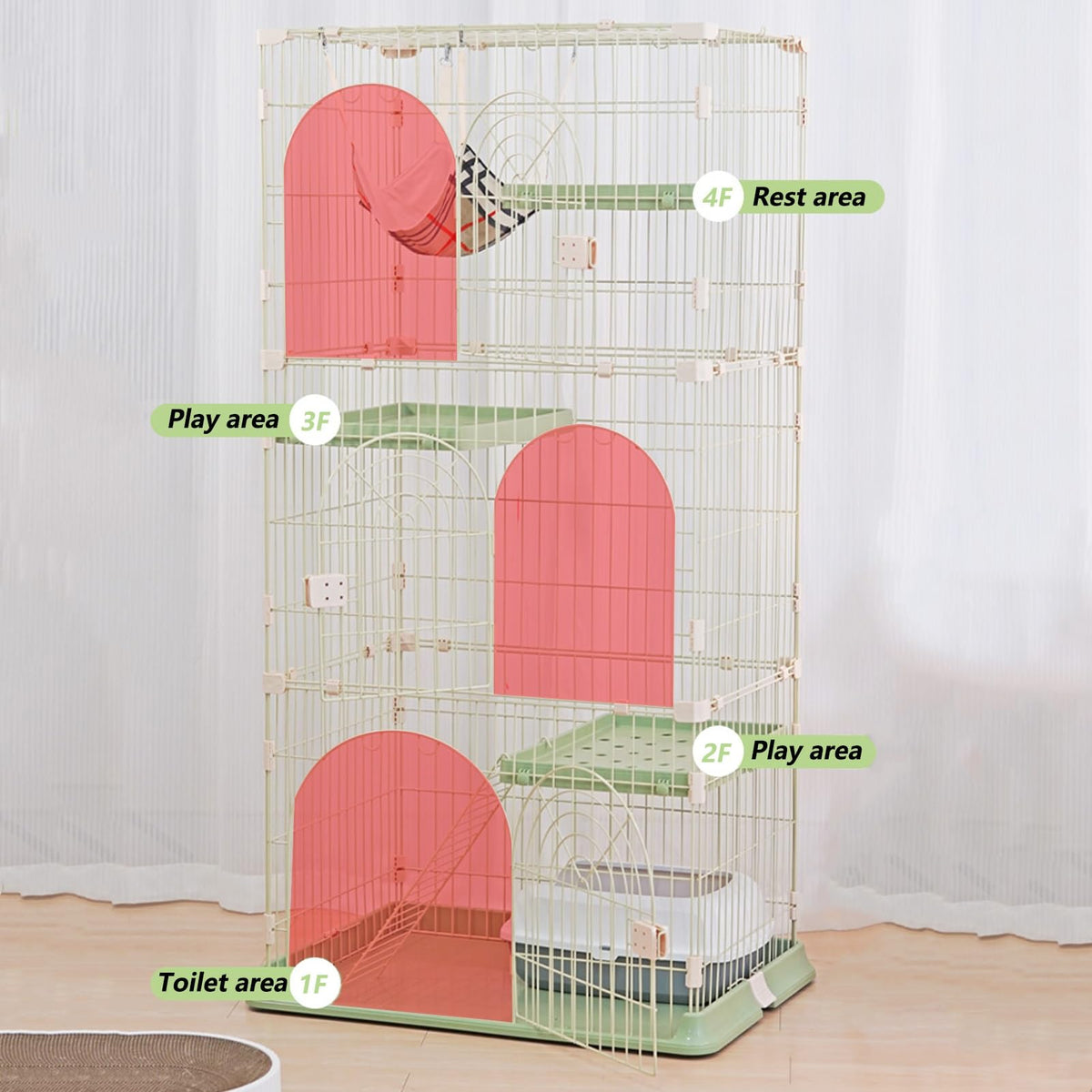 3/4-Tier Cat Cage Playpen with Hammock S1881