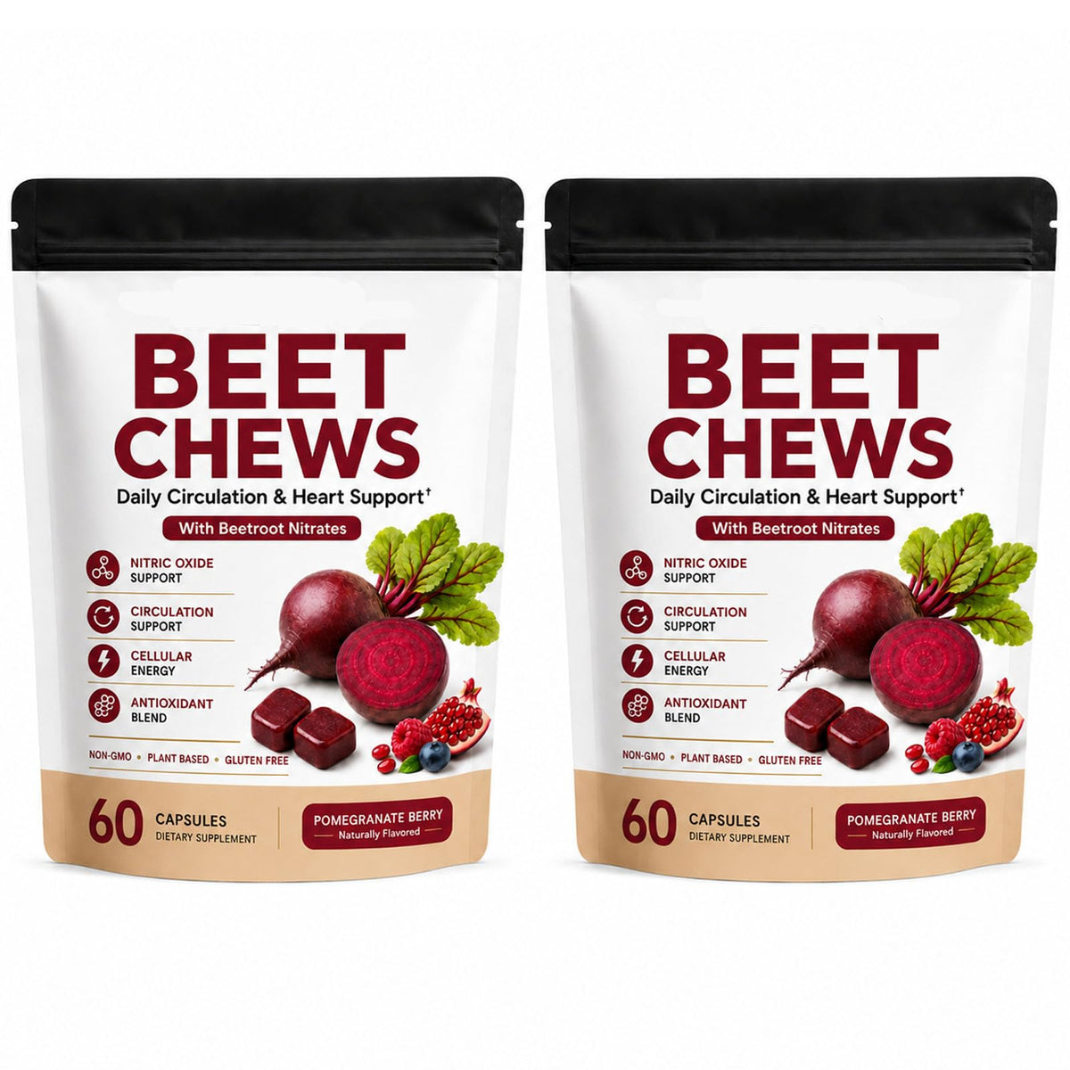 Beet Root Gummies with L-CoQ10 & Grape Seed, Berry Flavor, 60 Chew H48743