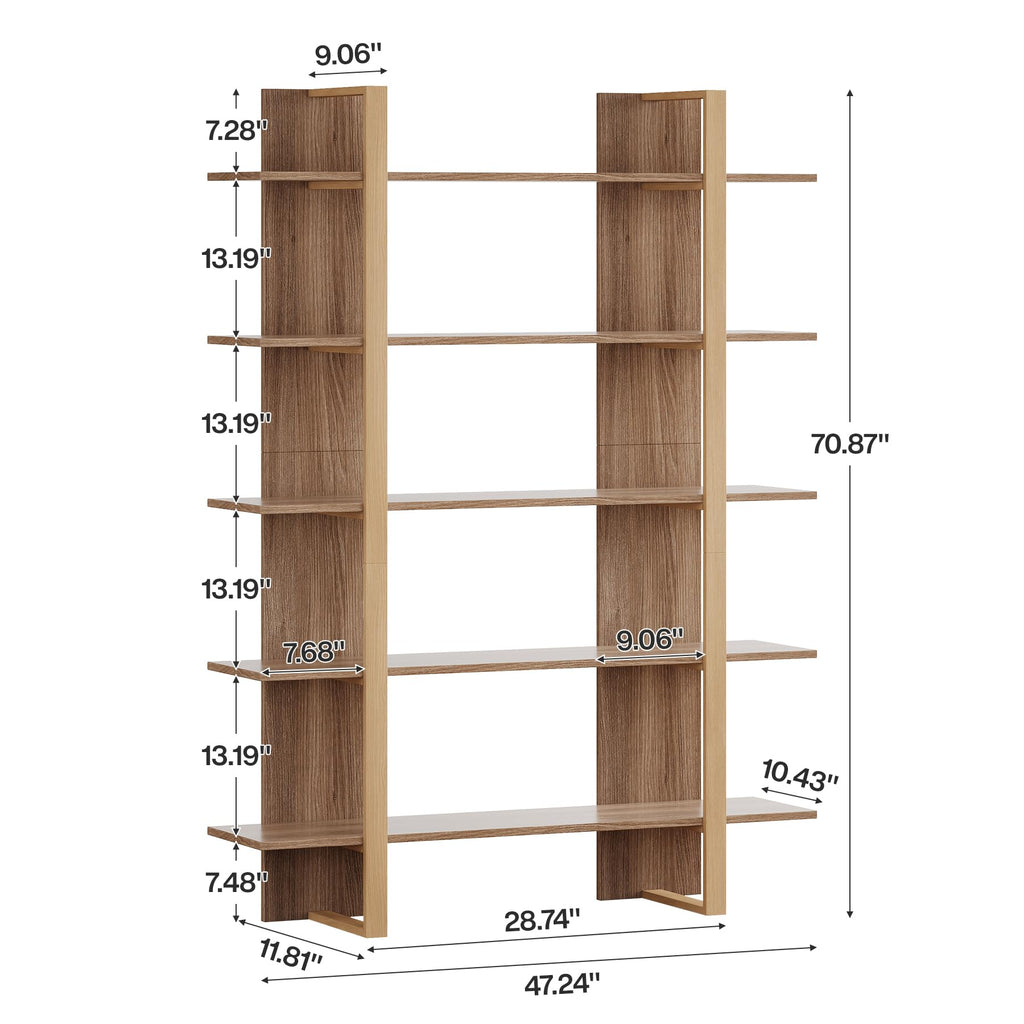 5-Tier Boho Bookshelf with Metal Frame Y340