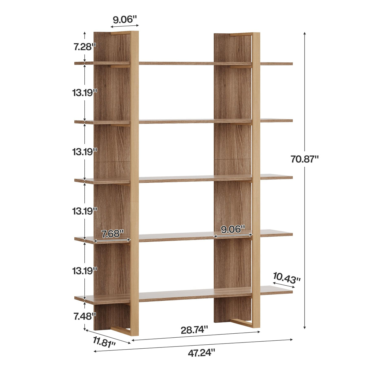 5-Tier Boho Bookshelf with Metal Frame Y340