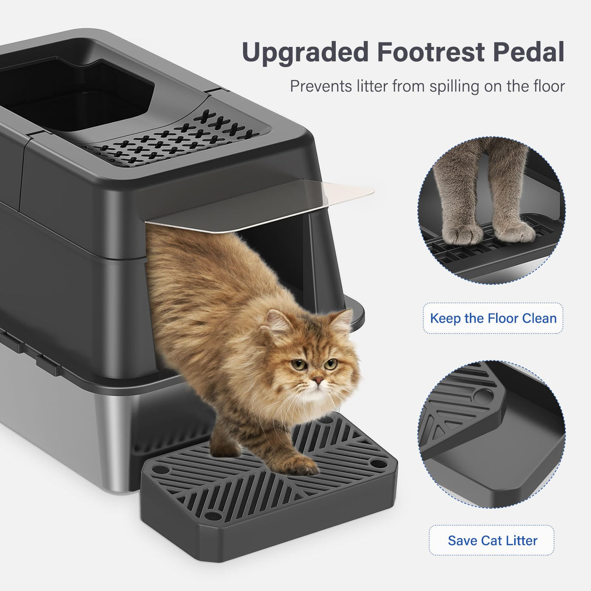 XL Stainless Steel Enclosed Cat Litter Box H737