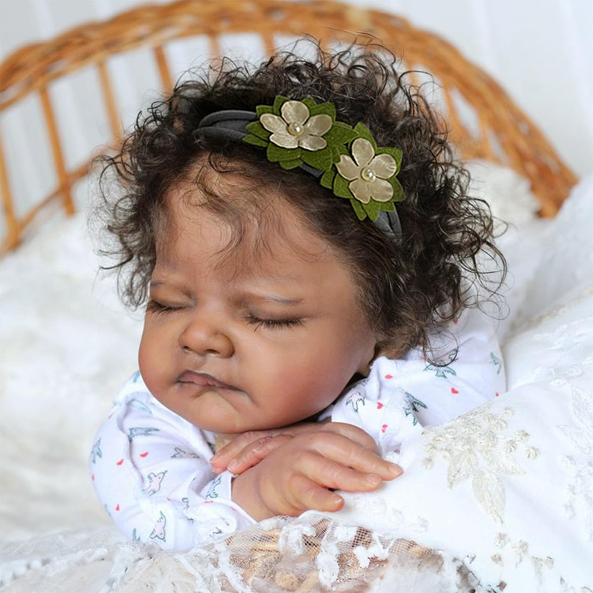 20-Inch Sleeping Black Newborn Baby Girl M7196