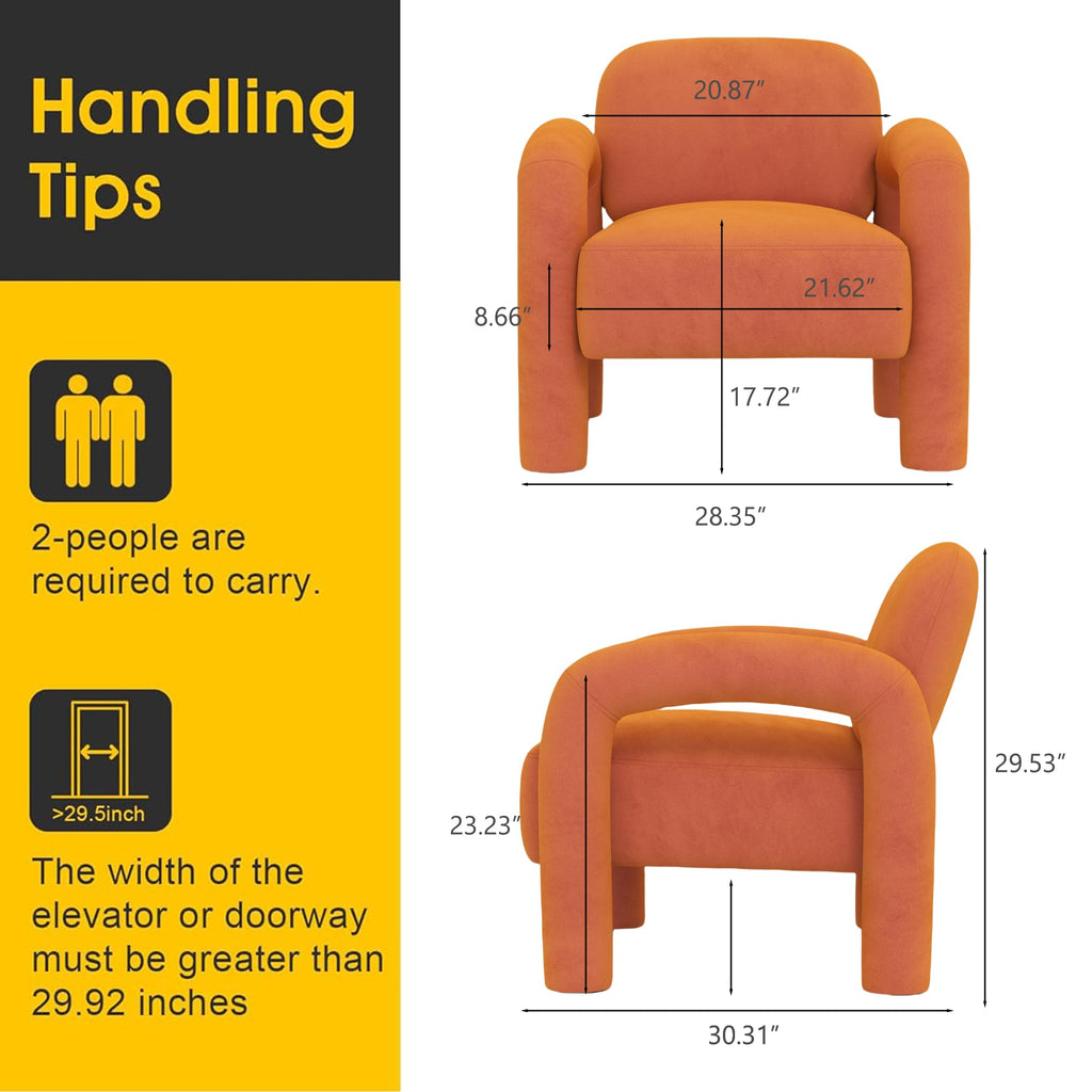 Orange Velvet Tufted Accent Chair E598