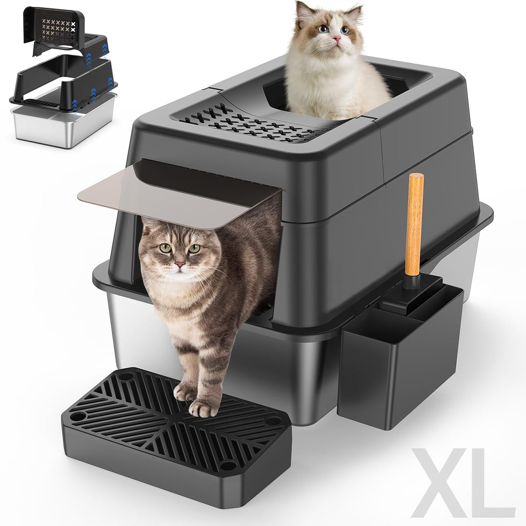 XL Stainless Steel Enclosed Cat Litter Box H737