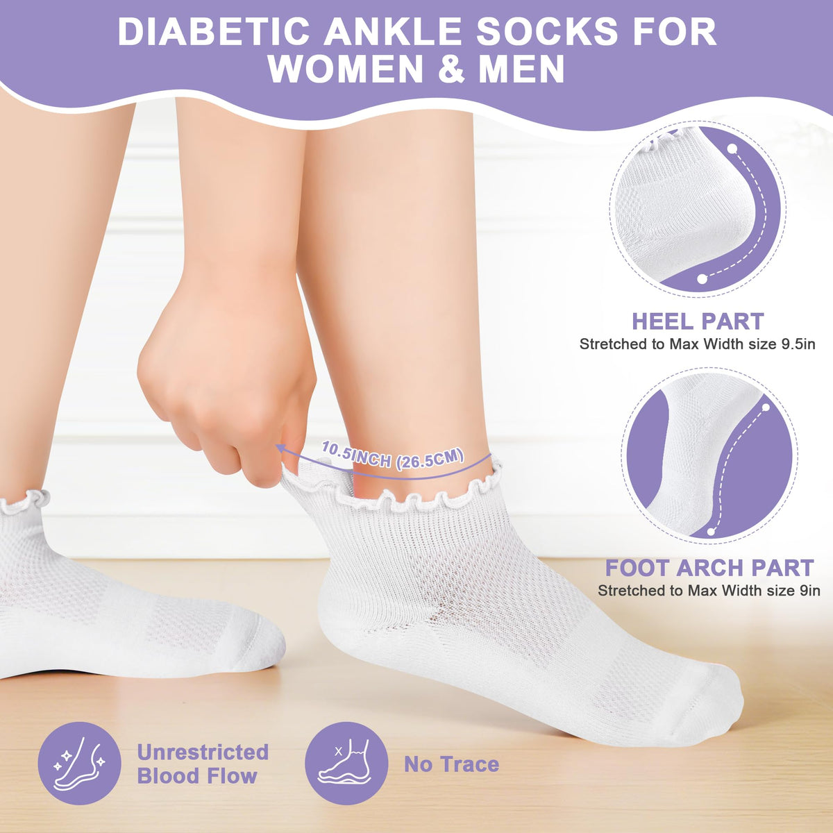 6 Pairs Low Cut Non Binding Ankle Socks G9482